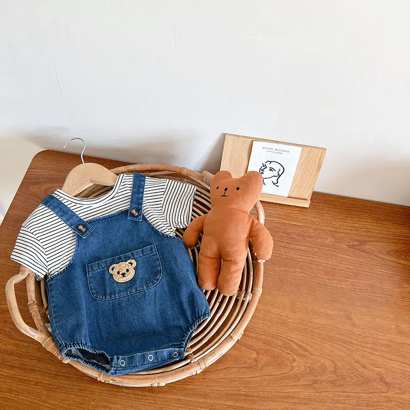 Summer Baby Clothing Set: Toddler Girls' Tee & Denim
