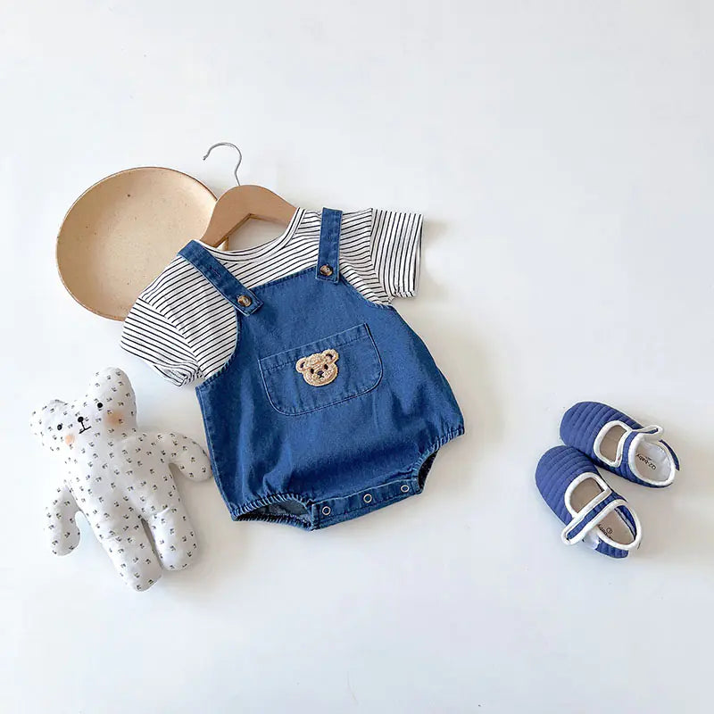 Summer Baby Clothing Set: Toddler Girls' Tee & Denim