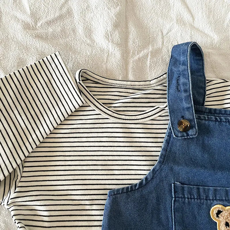 Summer Baby Clothing Set: Toddler Girls' Tee & Denim