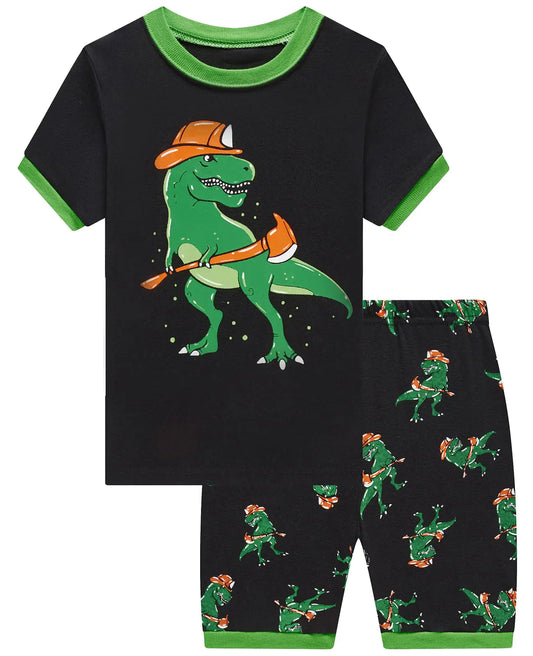 Dolphin&Fish Boys Short Pajamas 100% Cotton Dinosaur Glow in The Dark Summer Toddler Pjs Set Clothes Sleepwear 24M
