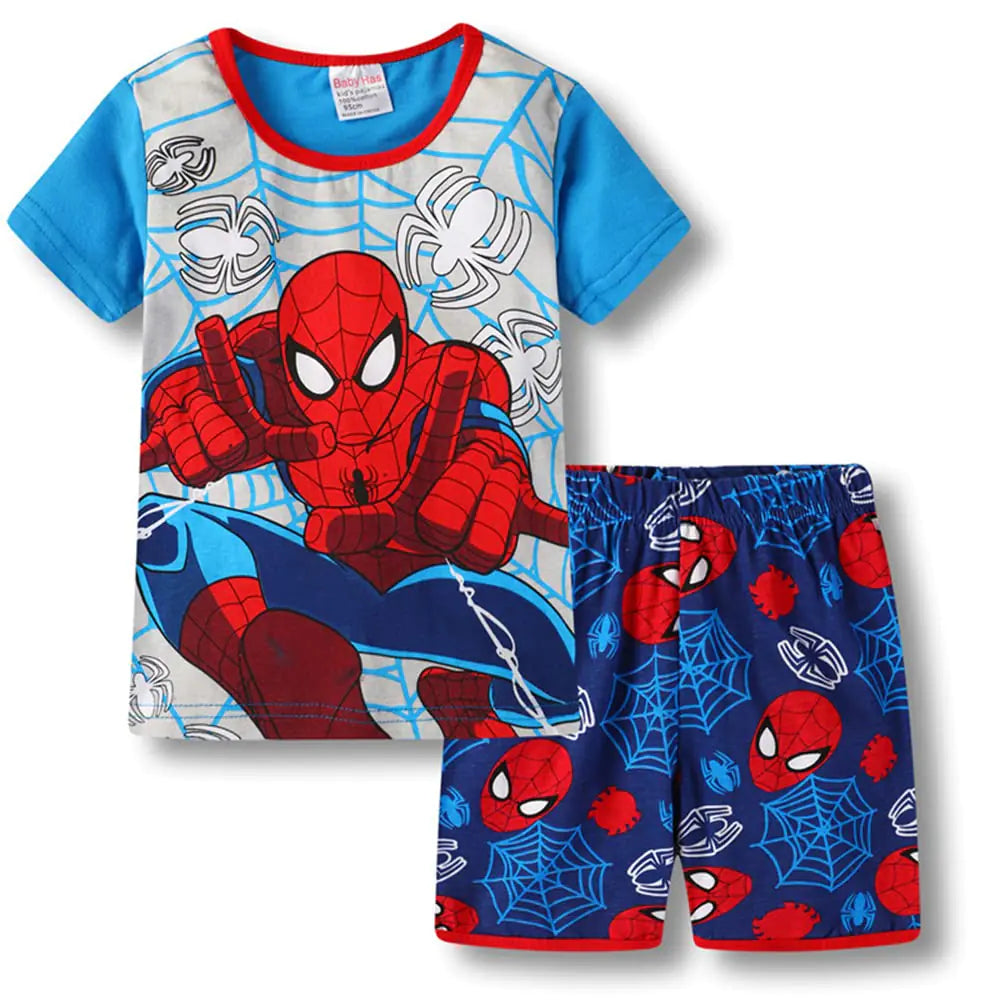 youenyou Little Boys Summer Pajamas Spiderman Short Kids Pjs Sets 100% Cotton Toddler Sleepwear (S667T)