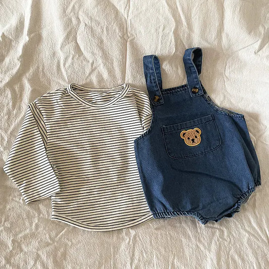 Summer Baby Clothing Set: Toddler Girls' Tee & Denim