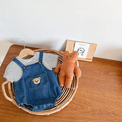 Summer Baby Clothing Set: Toddler Girls' Tee & Denim