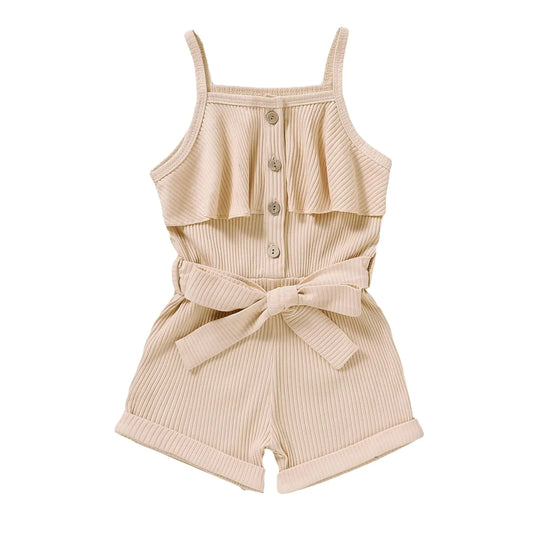 5T Toddler Girl Clothes Girls Clothes Summer Outfits Cute Baby Short Sleeveless Clothing Summer Outfits Cute Halter Romper One-piece Jumpsuit Bodysuit Outfit Set Summer Clothes Set Apricot 4-5T/120cm