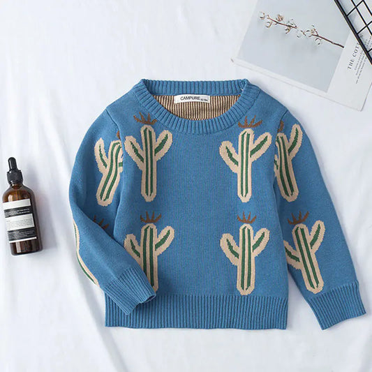 2018 Korean Style Knitted Crew Neck Sweater for Boys